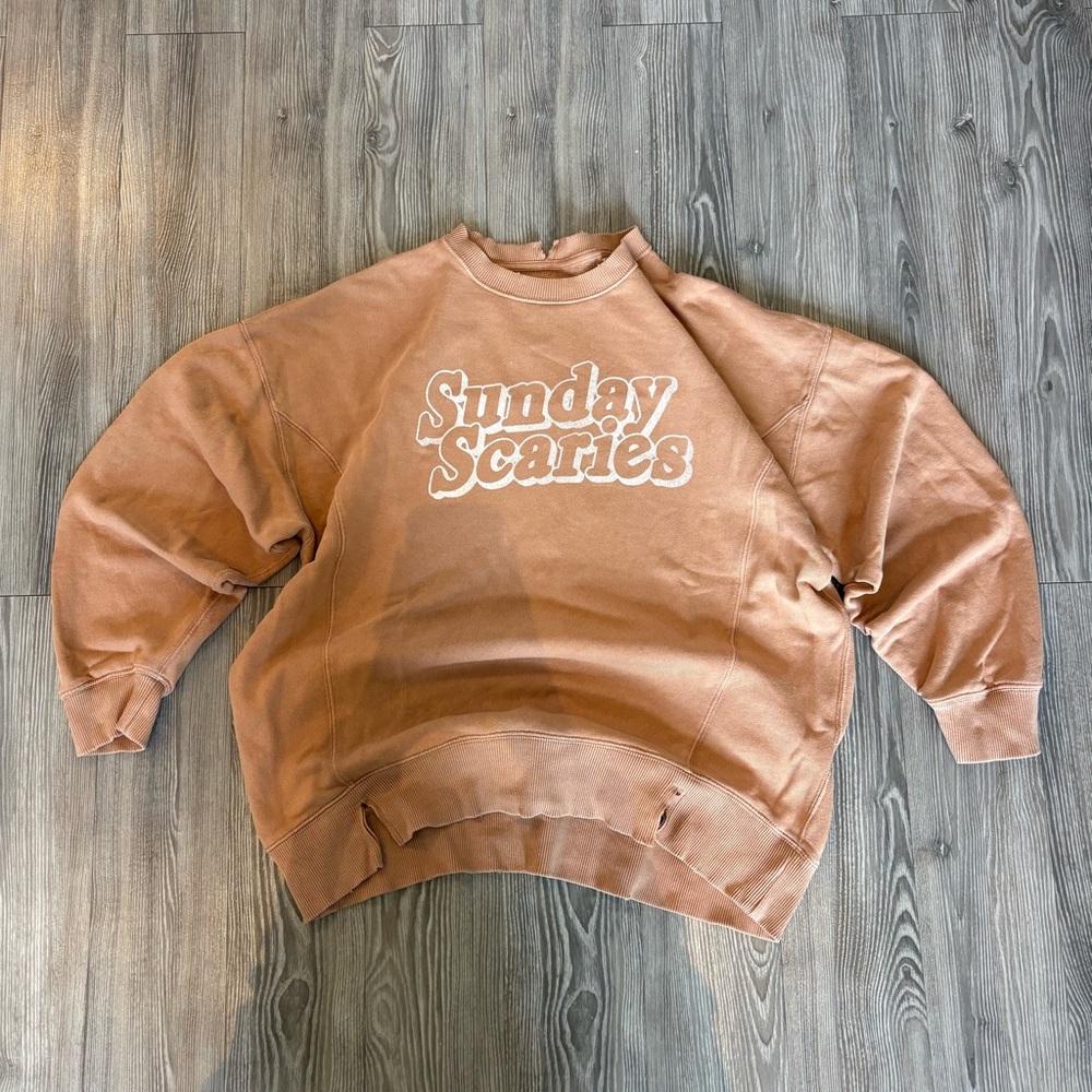 aerie 'Sunday Scaries' Pullover Sweatshirt - Rust/White